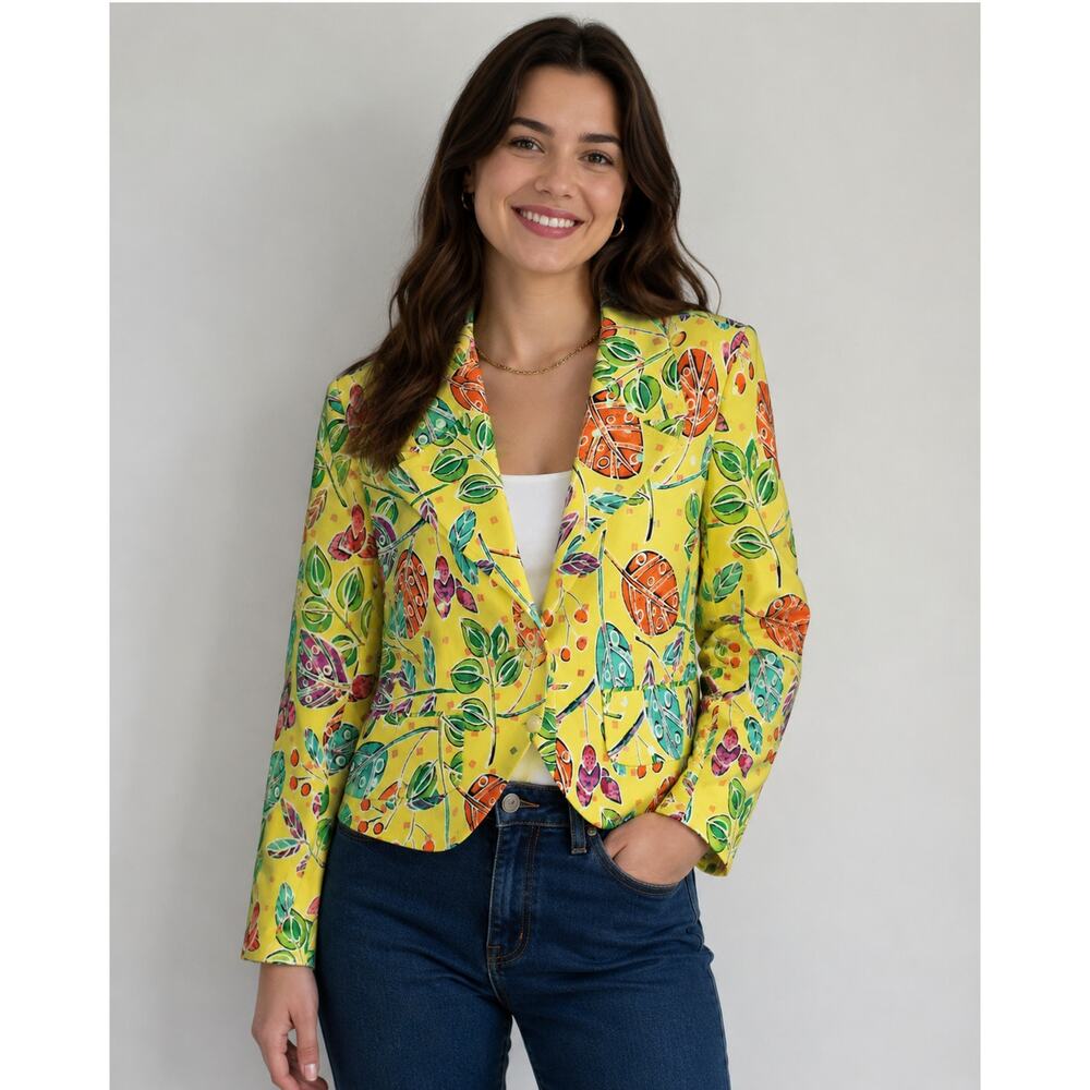 REDD Jeans size 10 Denim JACKET Button-up Pockets Long Sleeves Lined YELLOW
